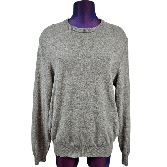 Polo Ralph Lauren Mens Gray 100% Wool Crew Neck Long Sweater Size Large M16 - Picture 2 of 9